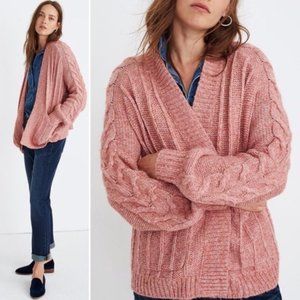 Madewell Bubble-Sleeve Cableknit Cardigan Sweater